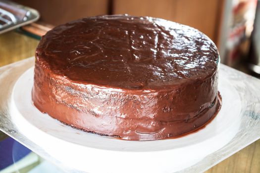 Freshly baked of chiffon milk chocolate cake