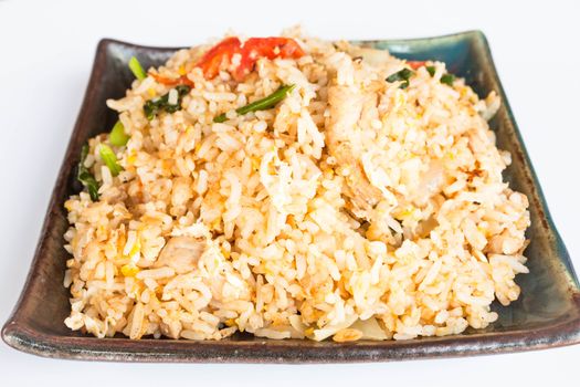 Fried rice with deep fried pork garlic and vegetable