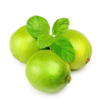 Native Lime And Mint Over The White Background