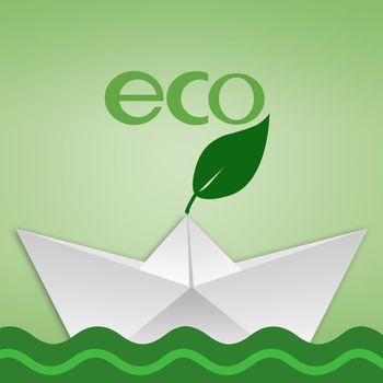 eco paper boat in the green
