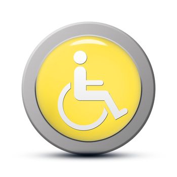 yellow round Icon series : handicap symbol of accessibility button