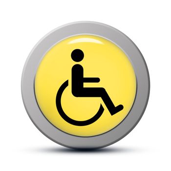 yellow round Icon series : handicap symbol of accessibility button