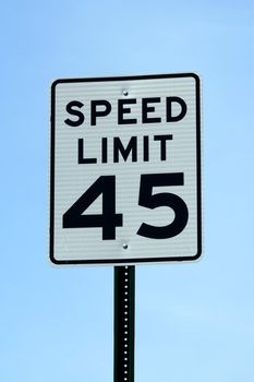 A Forty five mph speed limit sign