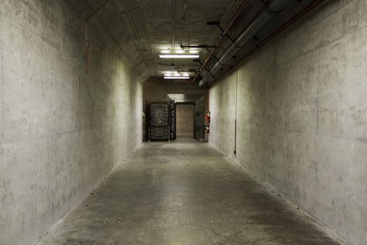 Blast tunnel in a bomb shelter