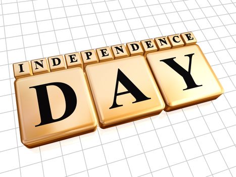 3d golden cubes with text independence day