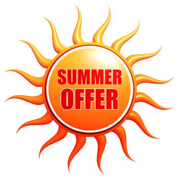 summer offer - 3d orange sun with text in the center