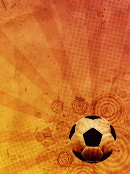 vintage football background with ball over old paper