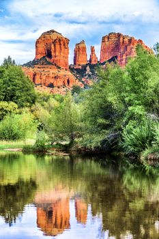 Vertical view of Cathedral Rock in Sedona, Arizona. 