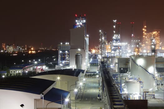 Night scene of chemical plant , "Maptaphut industrial" , Eastern of Thailand