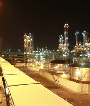 Night scene of chemical plant , "Maptaphut industrial" , Eastern of Thailand