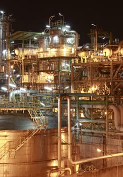 Night scene of chemical plant , "Maptaphut industrial" , Eastern of Thailand