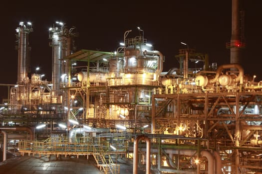 Night scene of chemical plant , "Maptaphut industrial" , Eastern of Thailand