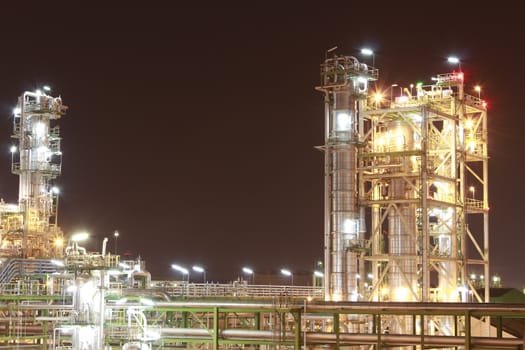 Night scene of chemical plant , "Maptaphut industrial" , Eastern of Thailand