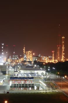 Night scene of chemical plant , "Maptaphut industrial" , Eastern of Thailand