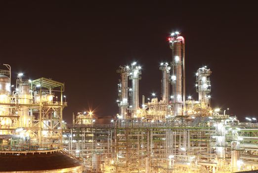 Night scene of chemical plant , "Maptaphut industrial" , Eastern of Thailand 
