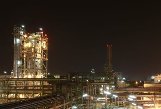 Night scene of chemical plant , "Maptaphut industrial" , Eastern of Thailand 