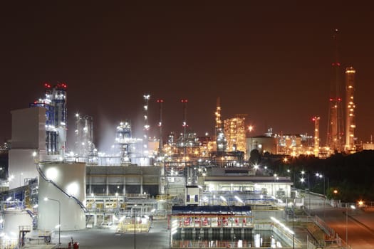 Night scene of chemical plant , "Maptaphut industrial" , Eastern of Thailand 