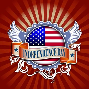 independence day concept illustration of USA flag  and decoration 