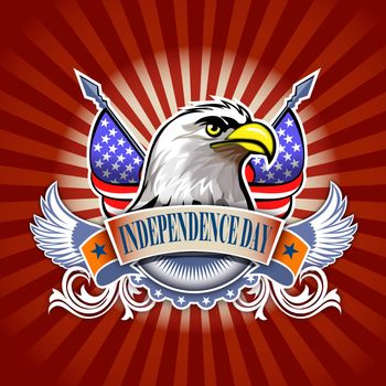 independence day concept illustration of eagle and decoration 
