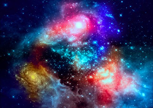 Stars of a planet and galaxy in a free space