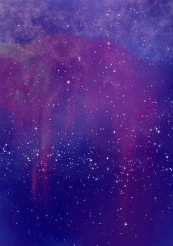 Far being shone nebula and star field against space