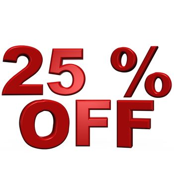 glossy red three-dimensional inscription 25 off