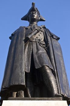 General James Wolfe Statue situated next to the Royal Observatory in Greenwich Park, London.