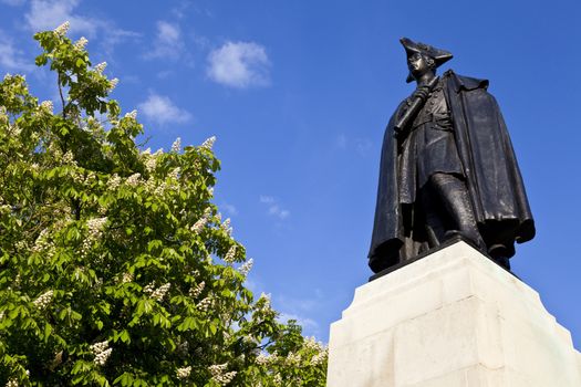 General James Wolfe Statue situated next to the Royal Observatory in Greenwich Park, London.