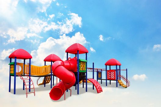 Colorful children's playground on the cloud
