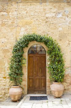 Doors from the medieval town Pienza in Italy