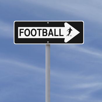 A modified one way street sign on football