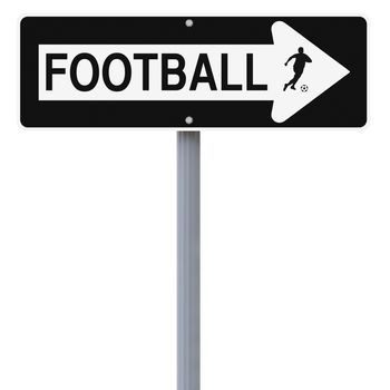 A modified one way street sign on football