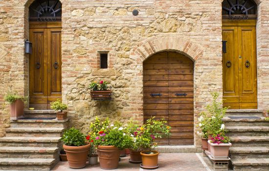 lovely tuscan street, Pienza, Italy