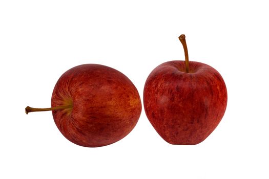 2 fleshed red apple on white background