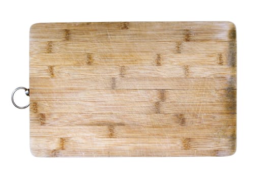 kitchen equipment - bamboo wood cutting board isolated over white background