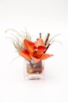 vase with a flower design orange