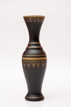 black vase with golden borders