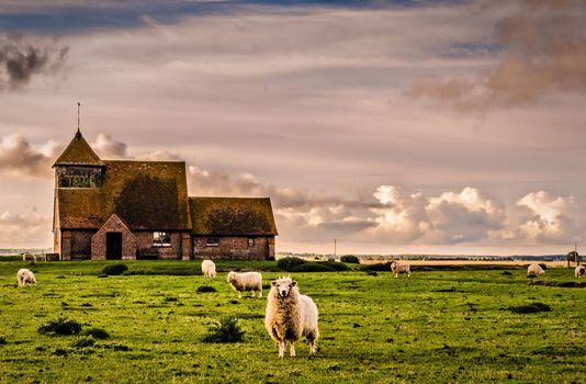 The church of St Thomas a Becket, Fairfield, is a rare example of a small medieval church which has managed to survive without an immediate village to sustain it. It stands remote and isolated on a man-made hillock above the Wallend Marsh, part of Romney Marsh, Kent, UK.

photograph © Jeremy Sage