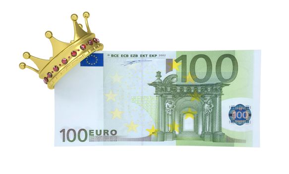 One hundred euro with the crown. Isolated render on a white background