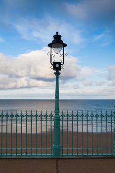 On the empty promenade on the beach in Scarborough