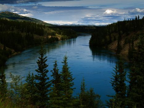 Yukon River just north of Whitehorse Yukon Territory Canada a major stream and waterway in Alaska and the Yukon