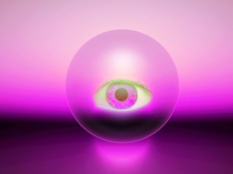 a purple 3d sphere with an eye inside