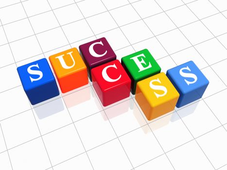 3d colour boxes with text - success, with reflection
