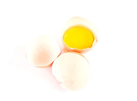 Broken egg isolated on white background