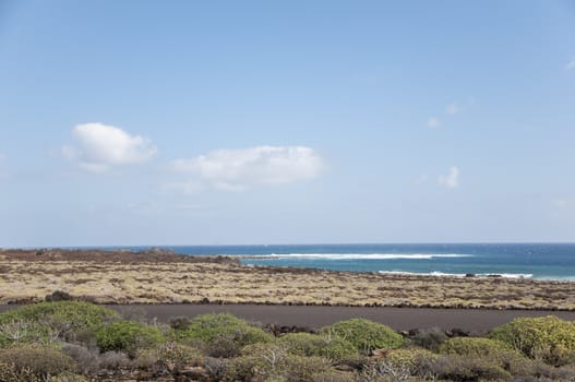 Lanzarote landscape where there is the Atlantic Ocean