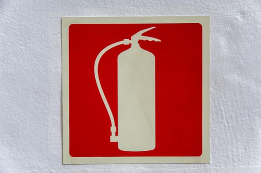 color signal red and white warning extinguisher