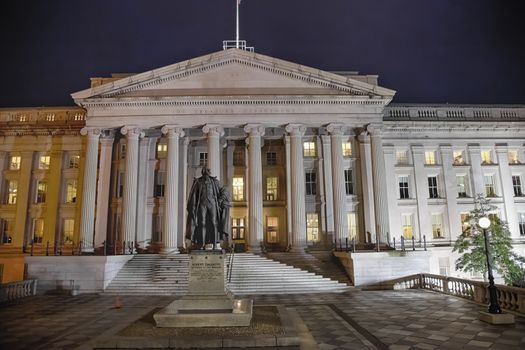 US Treasury Department in Washington D.C in the night