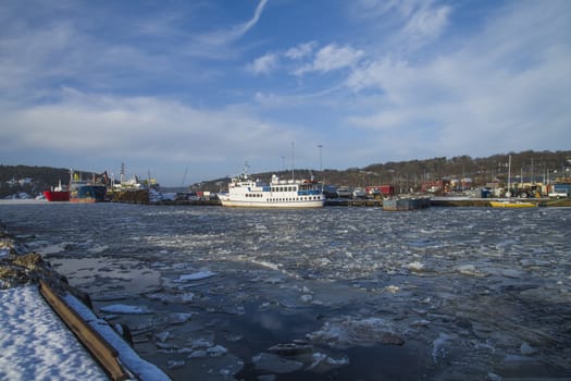 The image is shot at the Halden port, Norway a cold winter morning in January 2013.