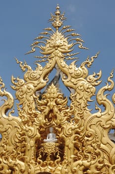 Famous landmark of White Temple in Chiang Rai, Thailand