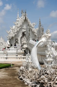 Famous landmark of White Temple in Chiang Rai, Thailand